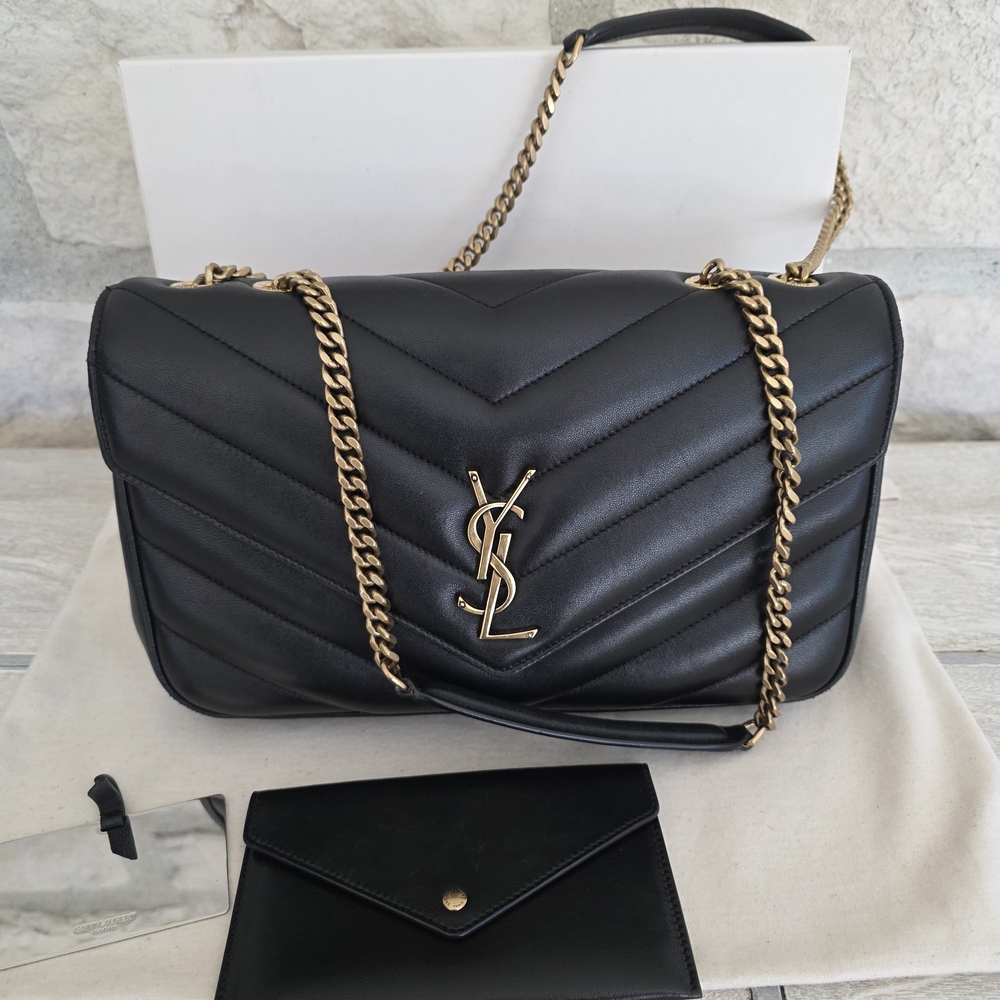 Yves Saint Laurent LOULOU medium in MATELASSÉ Black Shoulder Bag NEW MODEL